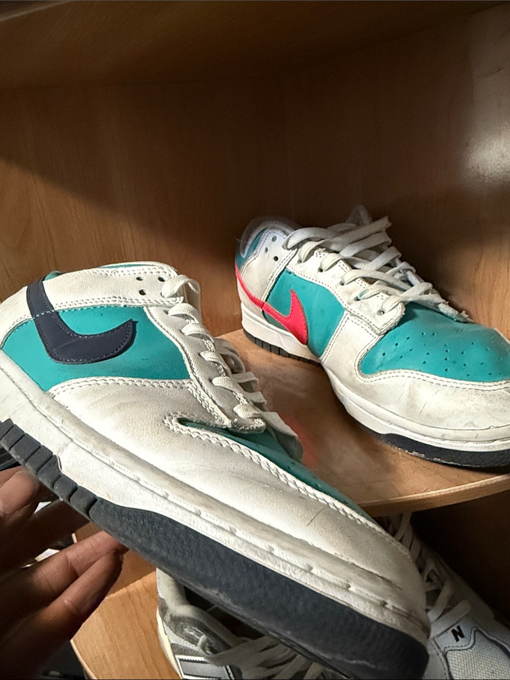 Nike Low-Top Sneakers in Teal, White & Pink Accent